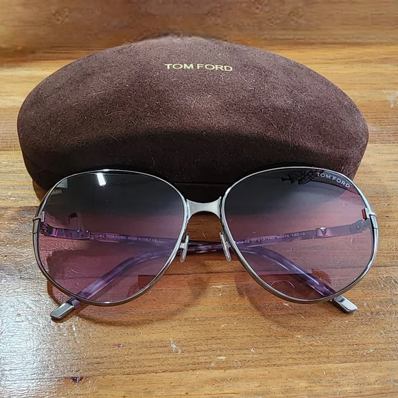 NEW Tom Ford Women's Designer Round Violet Sunglasses FT091314Z Metal Frame - Picture 5 of 5